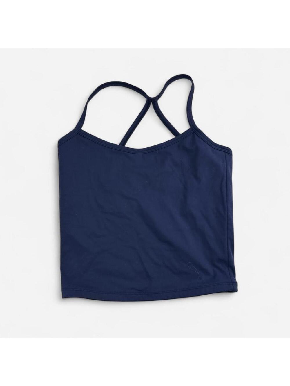 Navy Strappy Cross Back Crop Cami in Navy